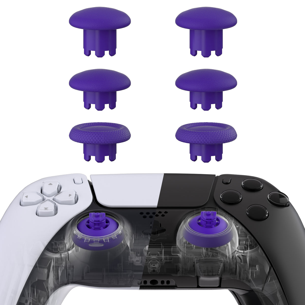 eXtremeRate EDGE Sticks Replacement Interchangeable Thumbsticks for PS5 & PS5 Edge & PS4 All Model Controllers - Purple