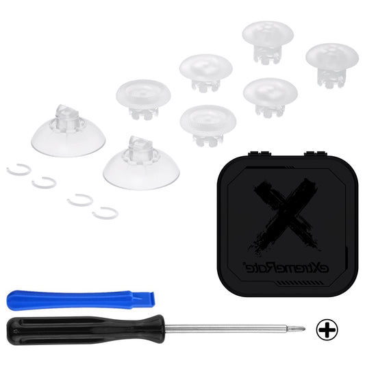 eXtremeRate EDGE Sticks Replacement Interchangeable Thumbsticks for PS5 & PS5 Edge & PS4 All Model Controllers - Clear