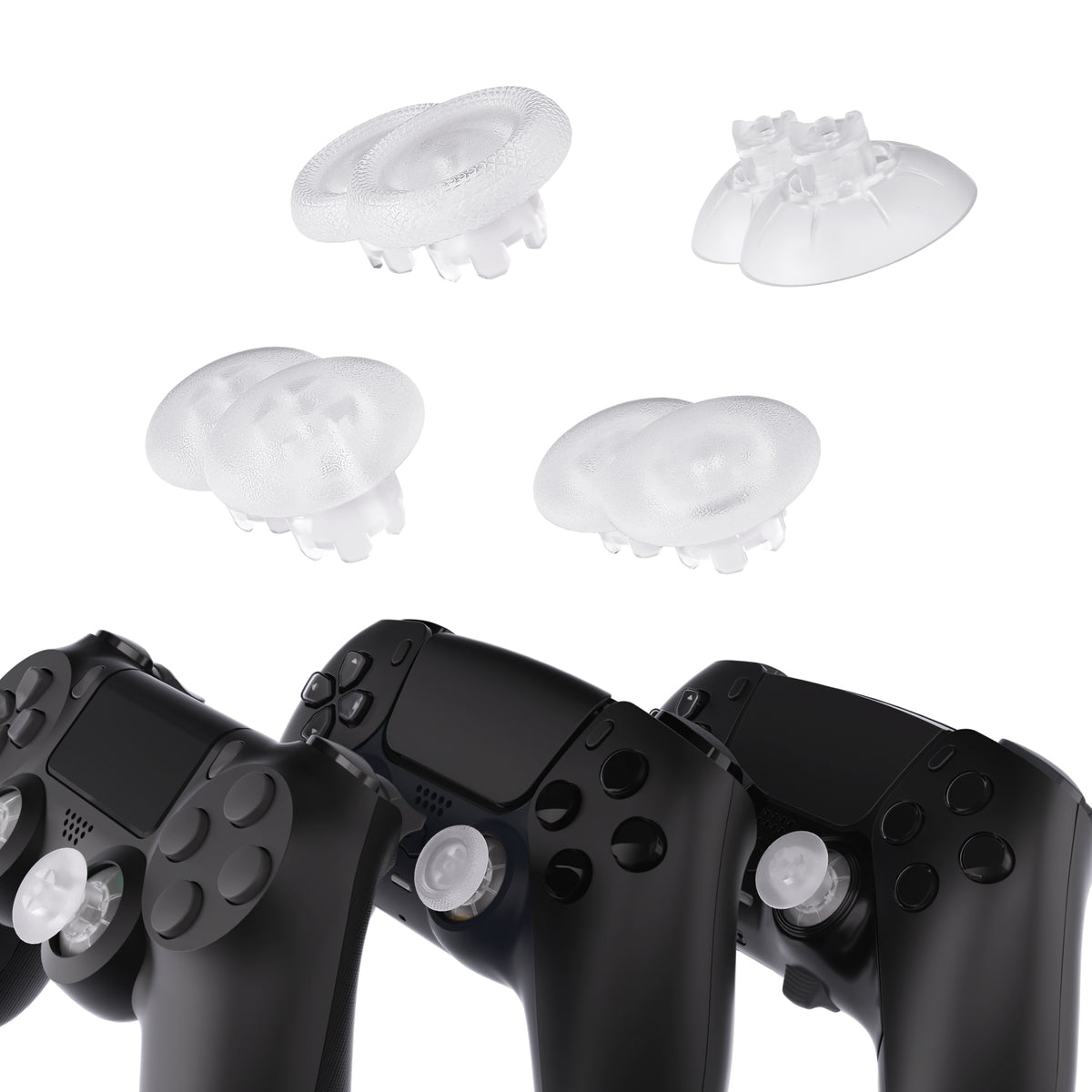 eXtremeRate EDGE Sticks Replacement Interchangeable Thumbsticks for PS5 & PS5 Edge & PS4 All Model Controllers - Clear