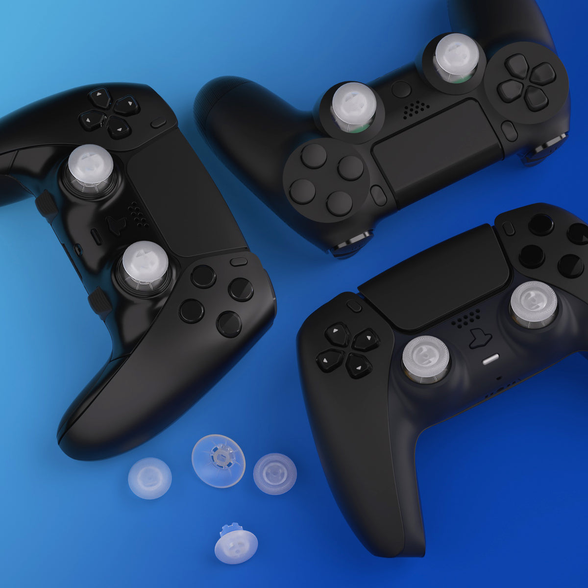 eXtremeRate EDGE Sticks Replacement Interchangeable Thumbsticks for PS5 & PS5 Edge & PS4 All Model Controllers - Clear