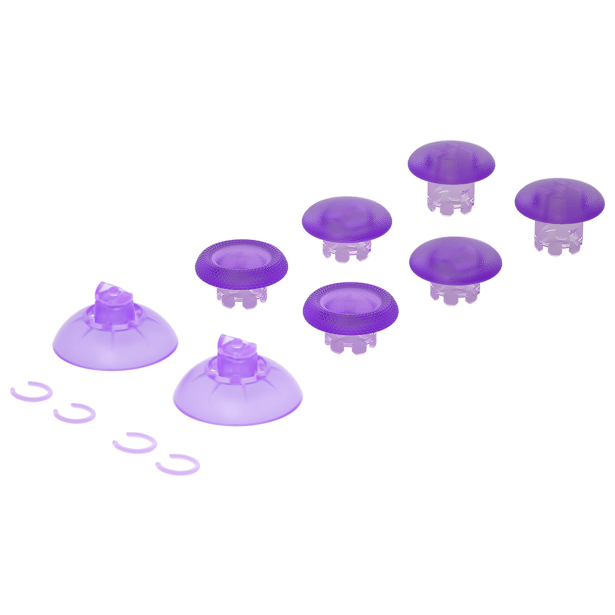 eXtremeRate EDGE Sticks Replacement Interchangeable Thumbsticks for PS5 & PS5 Edge & PS4 All Model Controllers - Clear Atomic Purple