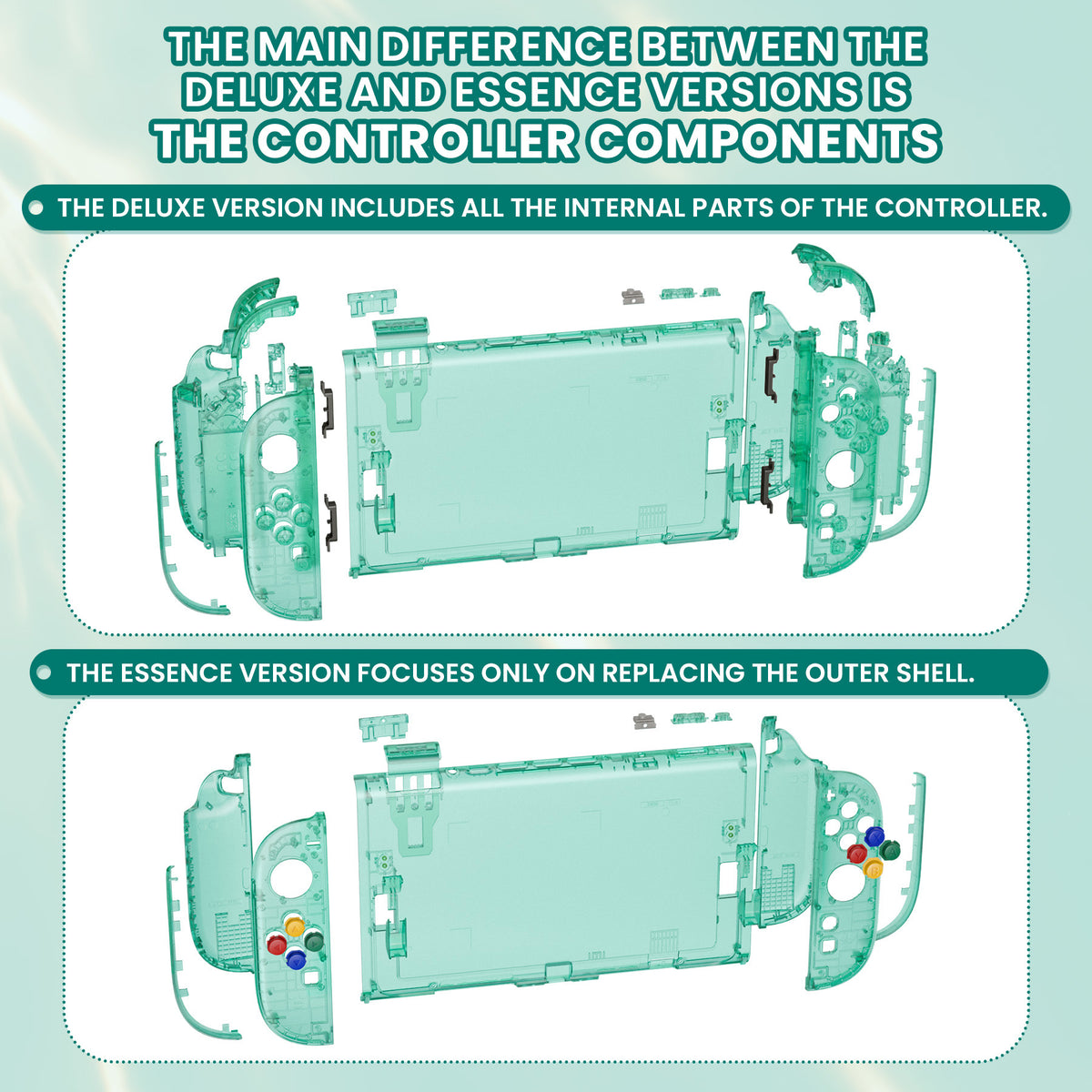 eXtremeRate DIY Replacement Full Set Shells with Buttons for Nintendo Switch 2 - Deluxe Version - Emerald Green