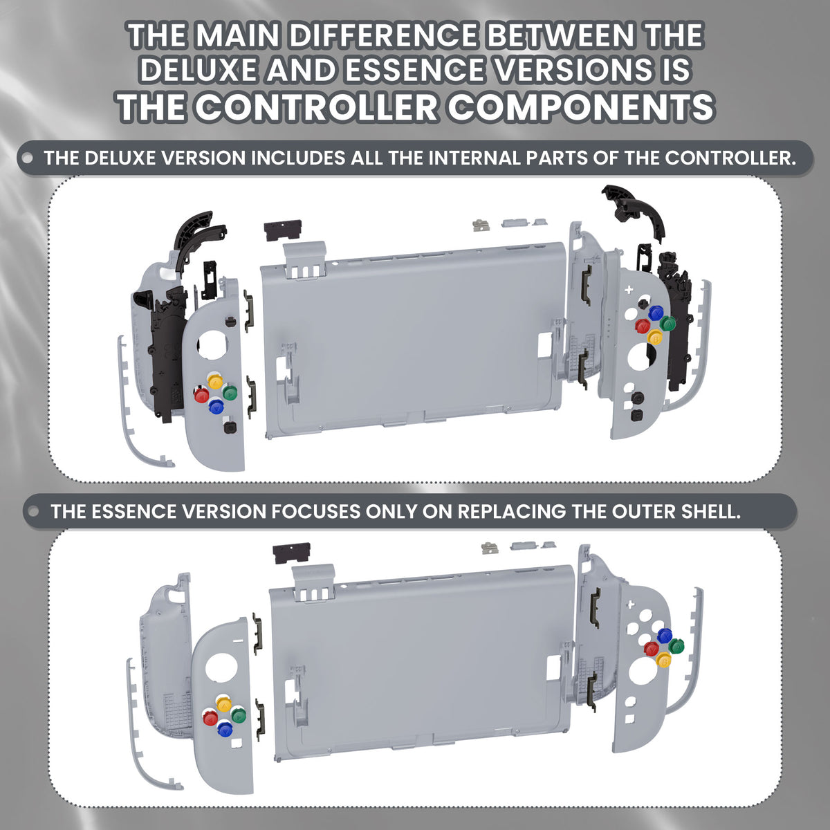 eXtremeRate DIY Replacement Full Set Shells with Buttons for Nintendo Switch 2 - Deluxe Version - New Hope Gray
