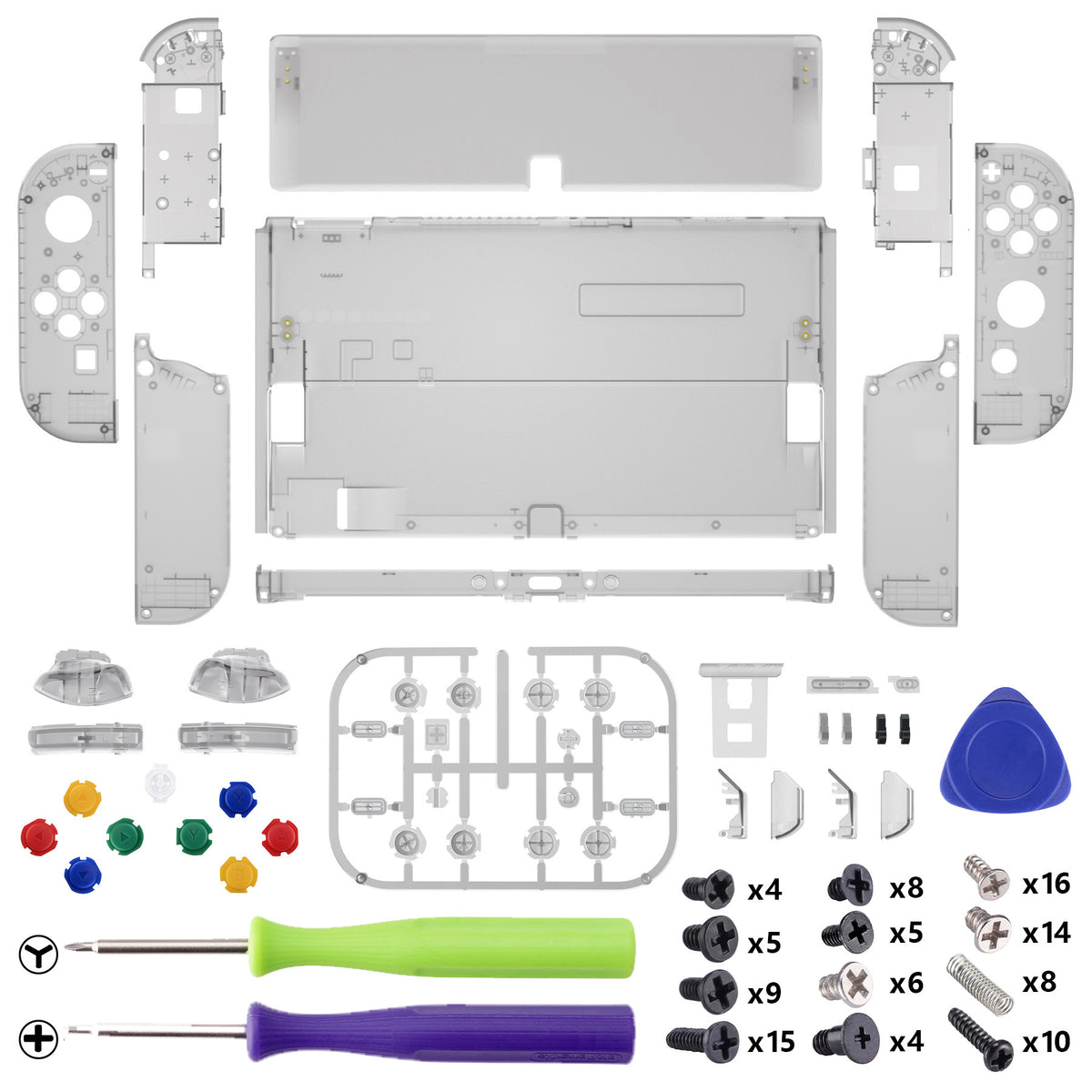 eXtremeRate Custom Replacement Full Set Shell with Buttons for Nintendo Switch OLED - Clear Black