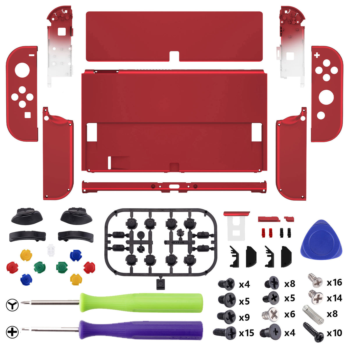 eXtremeRate Custom Replacement Full Set Shell with Buttons for Nintendo Switch OLED - Scarlet Red