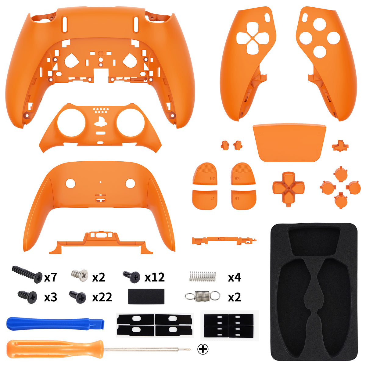 eXtremeRate Replacement Full Set Shells with Buttons Compatible with PS5 Edge Controller - Royal Orange