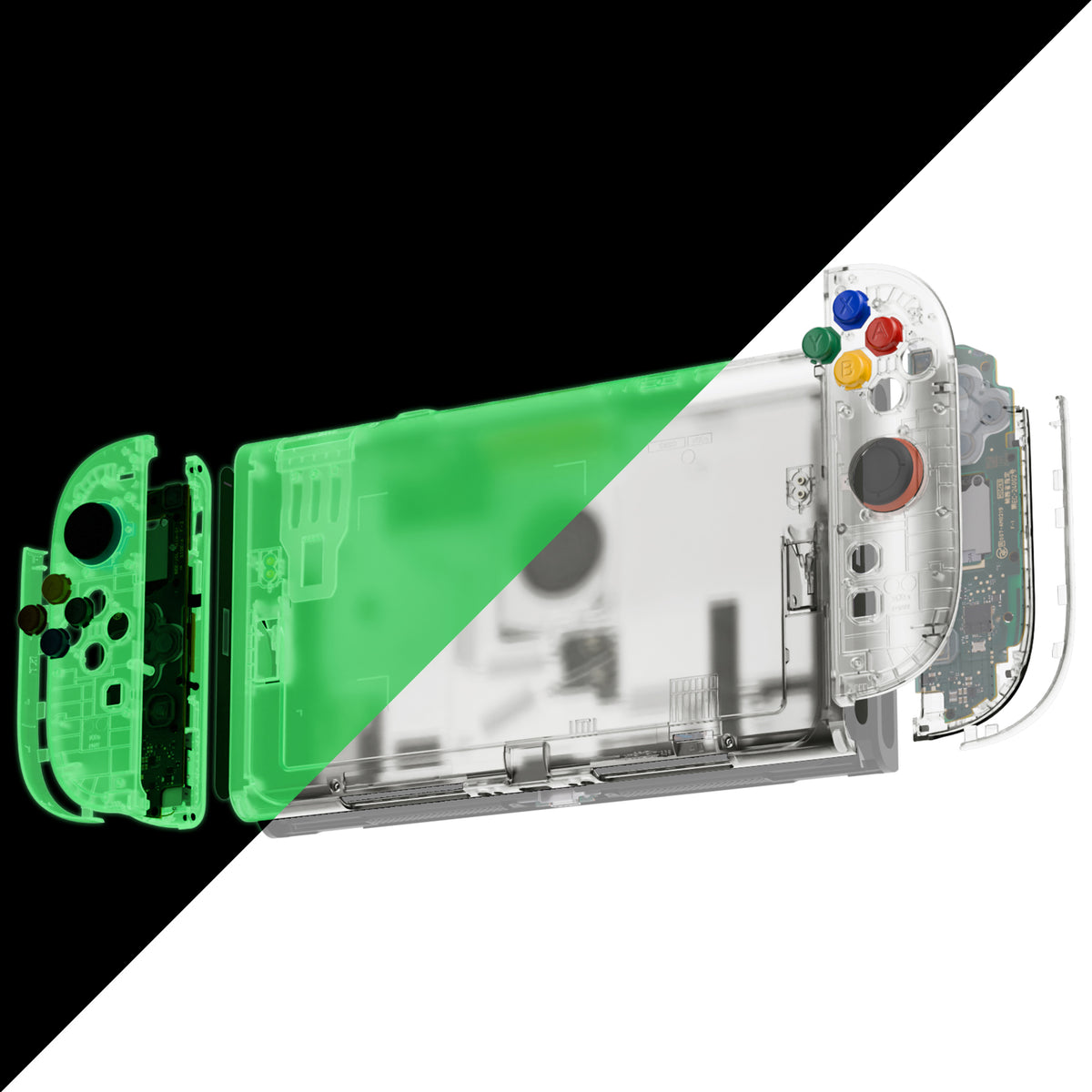 eXtremeRate DIY Replacement Full Set Shells with Buttons for Nintendo Switch 2 - Essence Version - Glow in Dark - Green