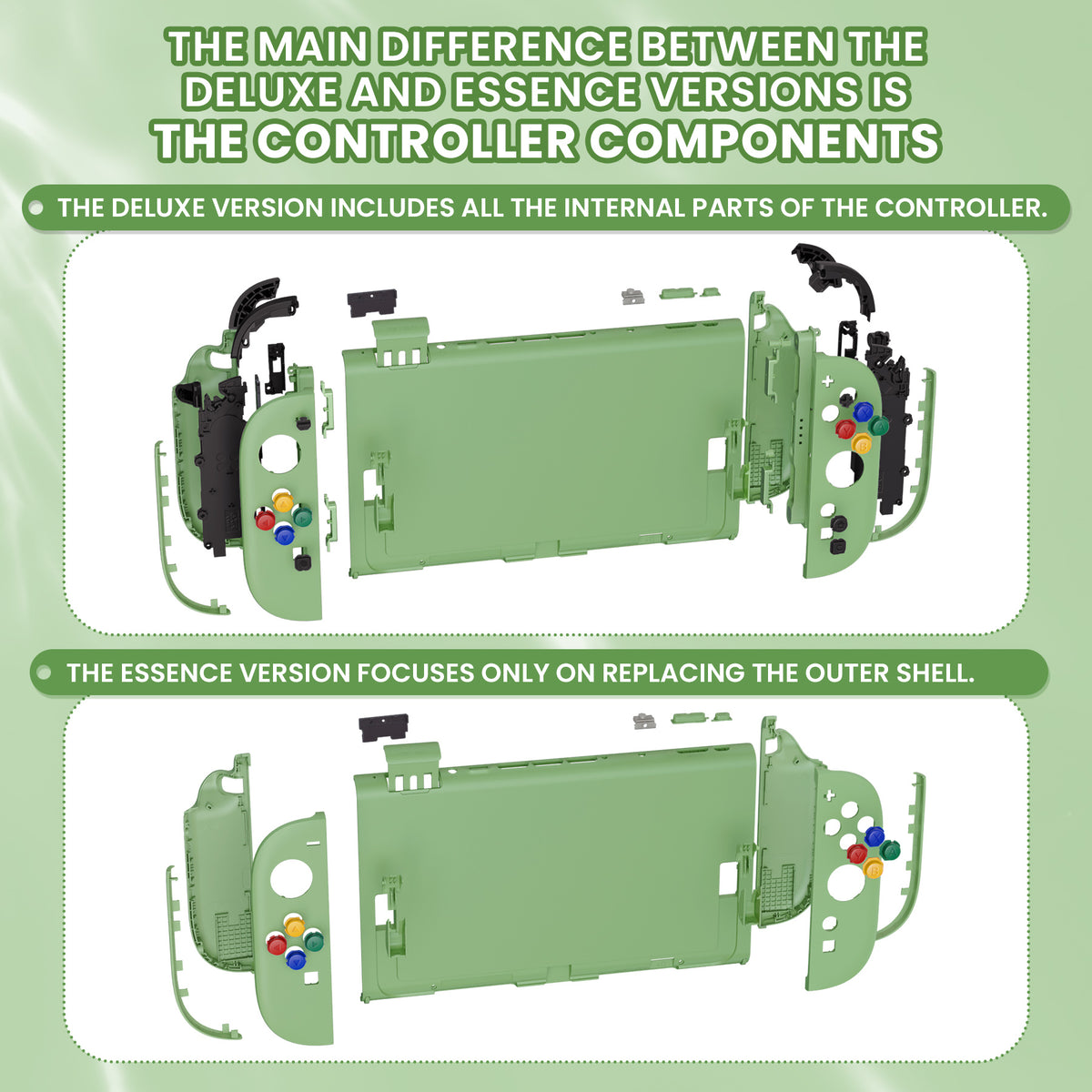 eXtremeRate DIY Replacement Full Set Shells with Buttons for Nintendo Switch 2 - Essence Version - Matcha Green