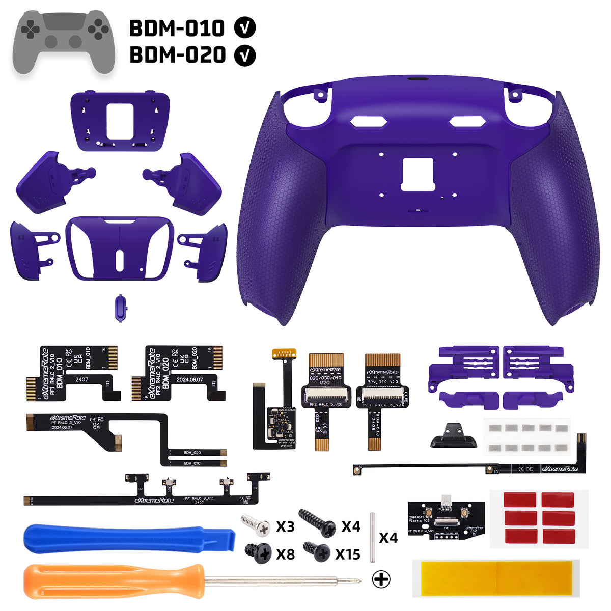 eXtremeRate RISE4 Plus MAX Back Paddles Kit with Clicky Trigger Stops & Rubberized Grip for PS5 Controller BDM-010/020 - Galactic Purple