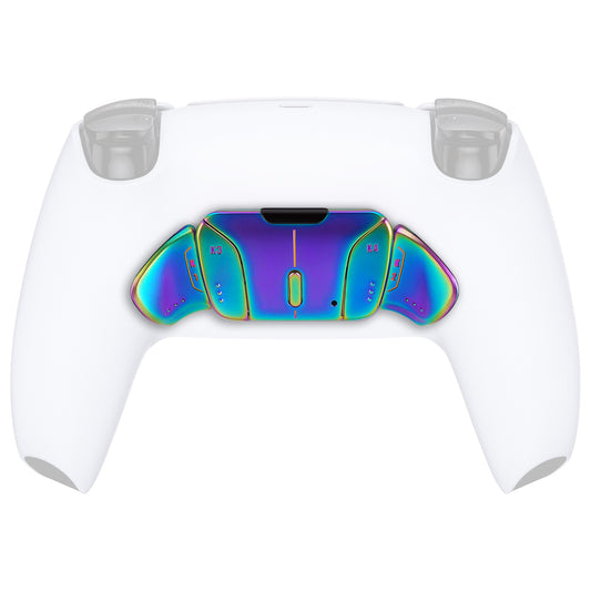 eXtremeRate Turn RISE & RISE4 to RISE4 RMB Kit – Real Metal Buttons (RMB) Version K1 K2 K3 K4 Back Buttons Housing & Remap PCB Board for eXtremeRate RISE & RISE4 Remap kit, Compatible with PS5 Controller - Metallic Rainbow Aura Blue & Purple eXtremeRate