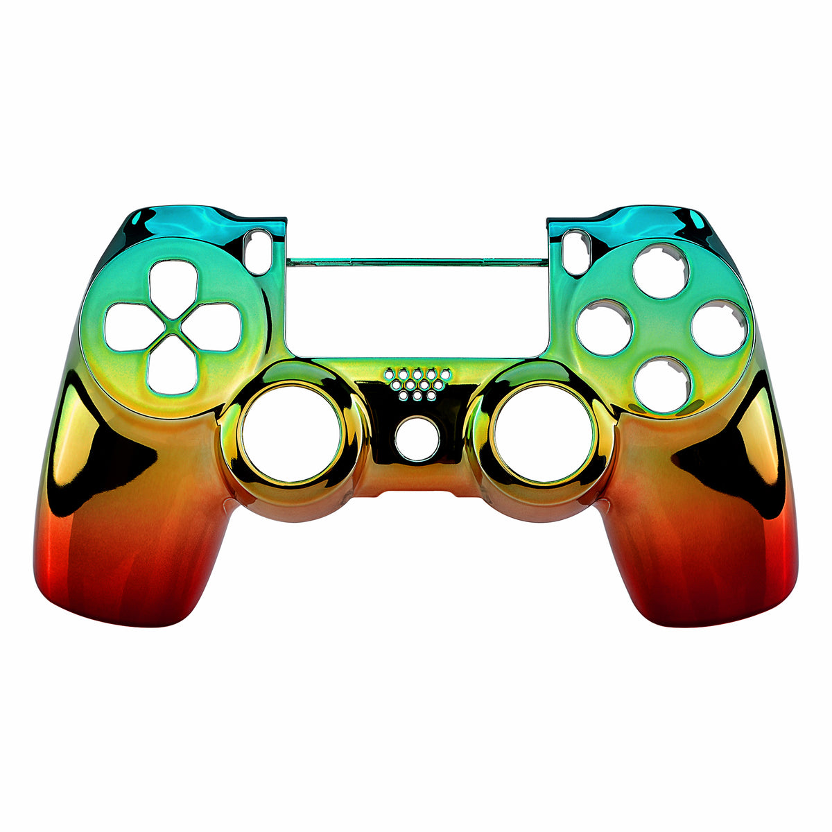 eXtremeRate Replacement Front Housing Shell for PS4 Slim Pro Controller Controller (CUH-ZCT2 JDM-040/050/055) - Chrome Cyan Gold Red