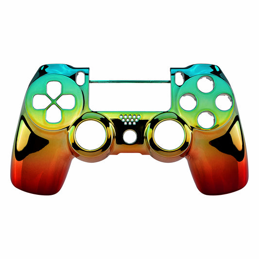 eXtremeRate Replacement Front Housing Shell for PS4 Slim Pro Controller Controller (CUH-ZCT2 JDM-040/050/055) - Chrome Cyan Gold Red