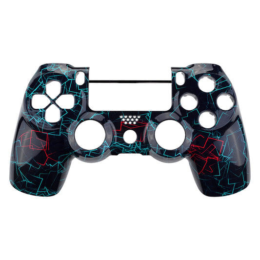 eXtremeRate Replacement Front Housing Shell for PS4 Slim Pro Controller Controller (CUH-ZCT2 JDM-040/050/055) - Neon Frame