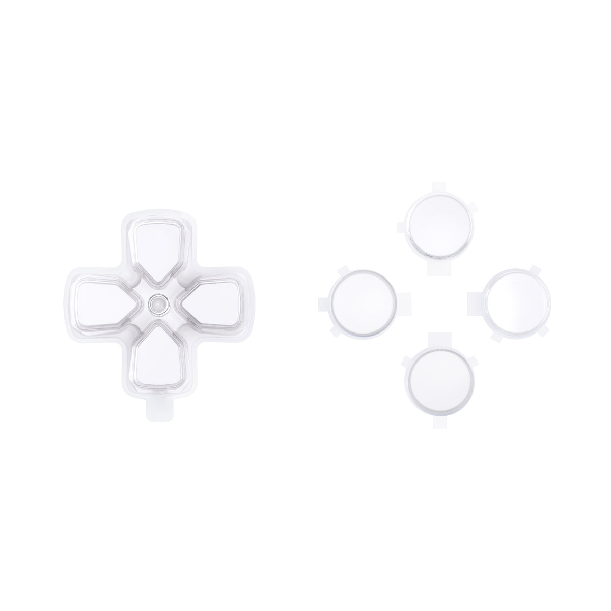 eXtremeRate Retail Two-Tone Robot White & Clear Custom Dpad Action Buttons Replacement No Letter Imprint D-pad Face Buttons Compatible with ps5 Controller - JPFG009
