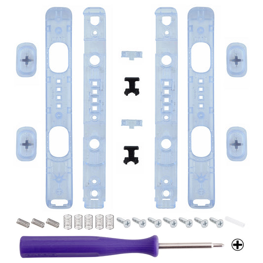 eXtremeRate 2 Pack Custom Replacement shell for Joycon Strap of NS Switch - Clear Glacier Blue