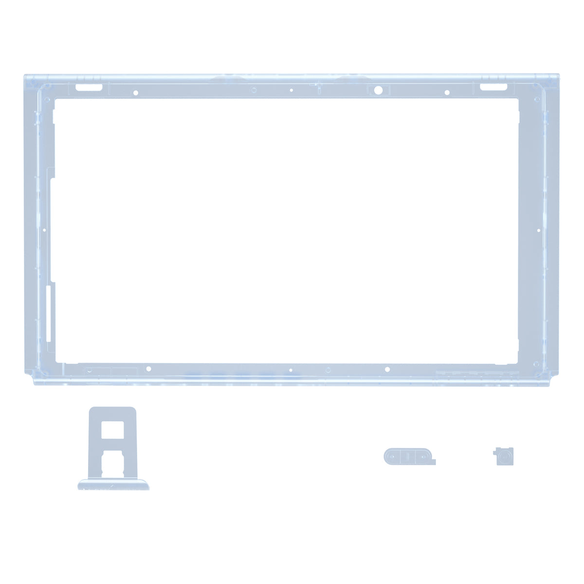 eXtremeRate DIY Replacement Housing Shell Front Frame with Volume Up Down Power Buttons for NS Switch Console - Clear Glacier Blue