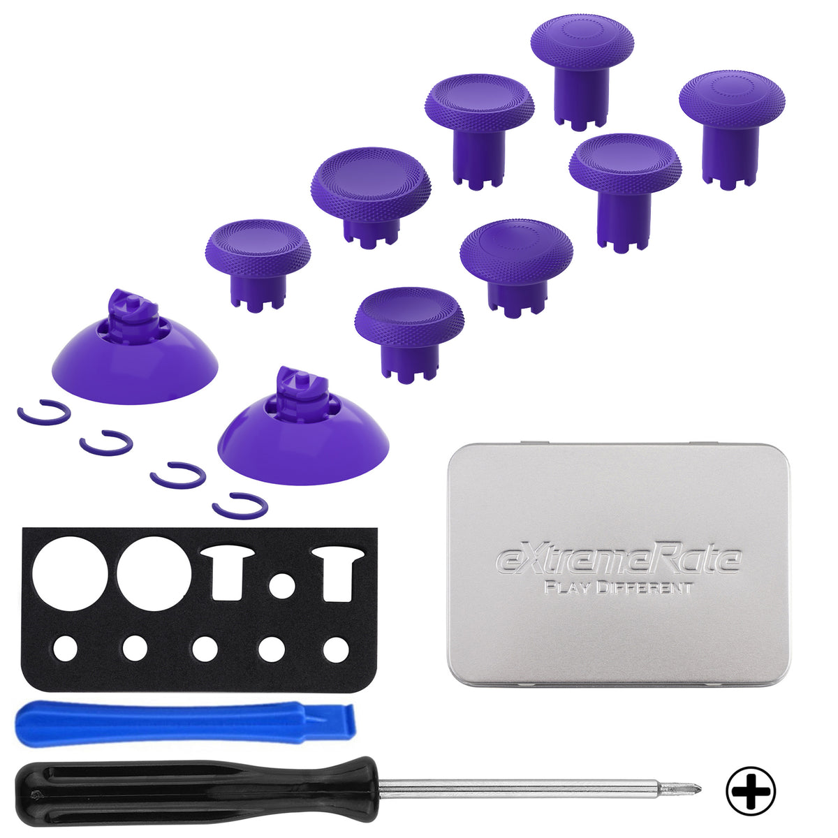 eXtremeRate ThumbsGear V3 Interchangeable Thumbsticks for Xbox Core Controller & Xbox One S/X/Elite Controller & Nintendo Switch Pro Controller - Purple