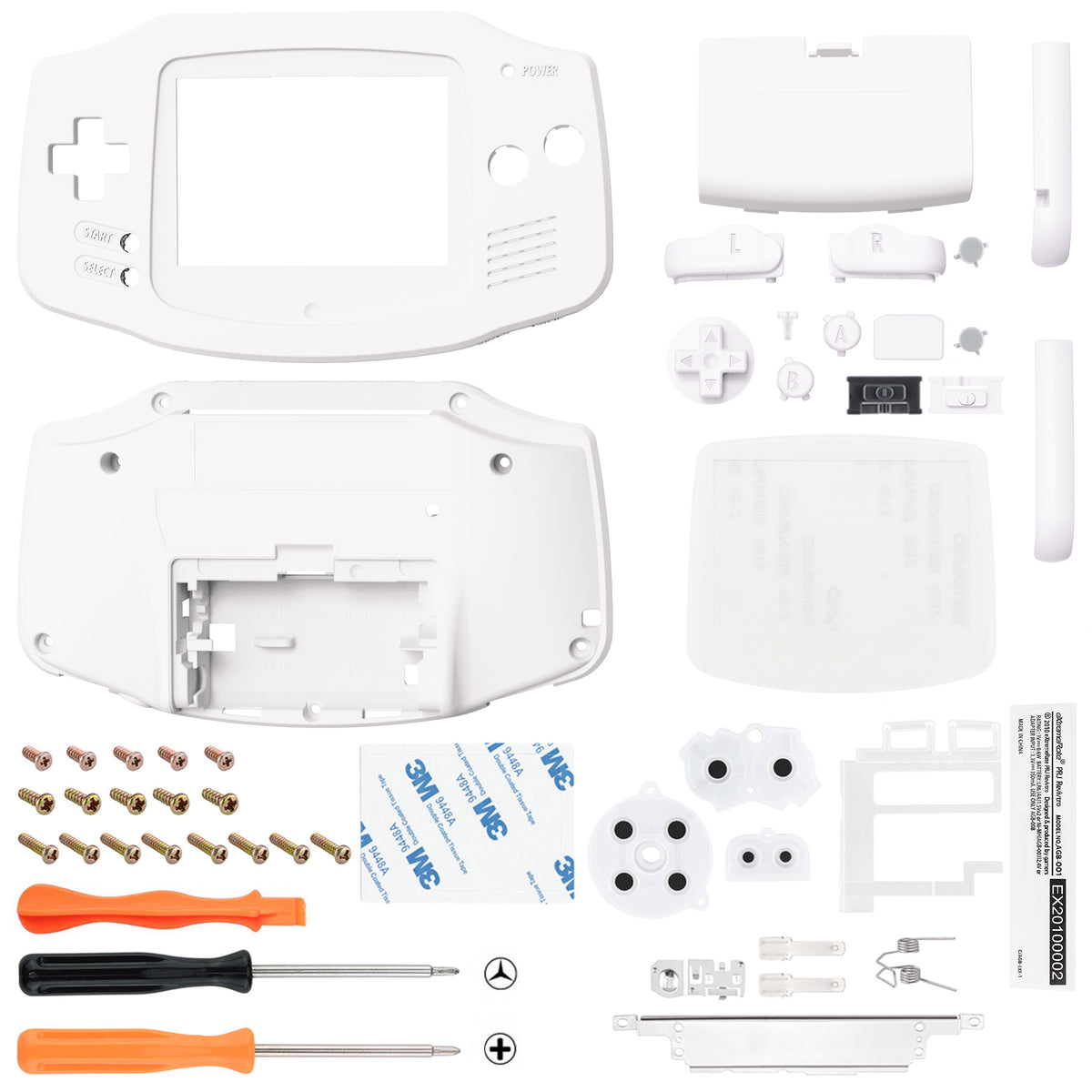 eXtremeRate Retail IPS Ready Upgraded White Soft Touch GBA Replacement Shell Full Housing Cover Buttons for Gameboy Advance – Compatible with Both IPS & Standard LCD – Console & IPS Screen NOT Included - TAGP3014