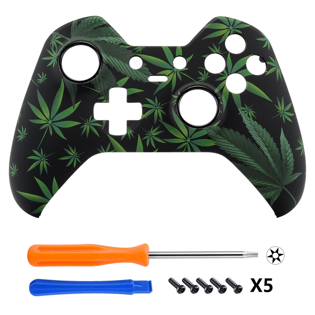 eXtremeRate Replacement Front Housing Shell for Xbox One Elite Controller (Model 1698) - Green Weeds eXtremeRate