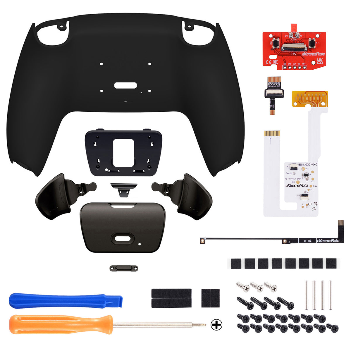 eXtremeRate Black Real Metal Buttons (RMB) Version RISE V3 Remap Kit for PS5 Controller BDM-030/040/050 - Black