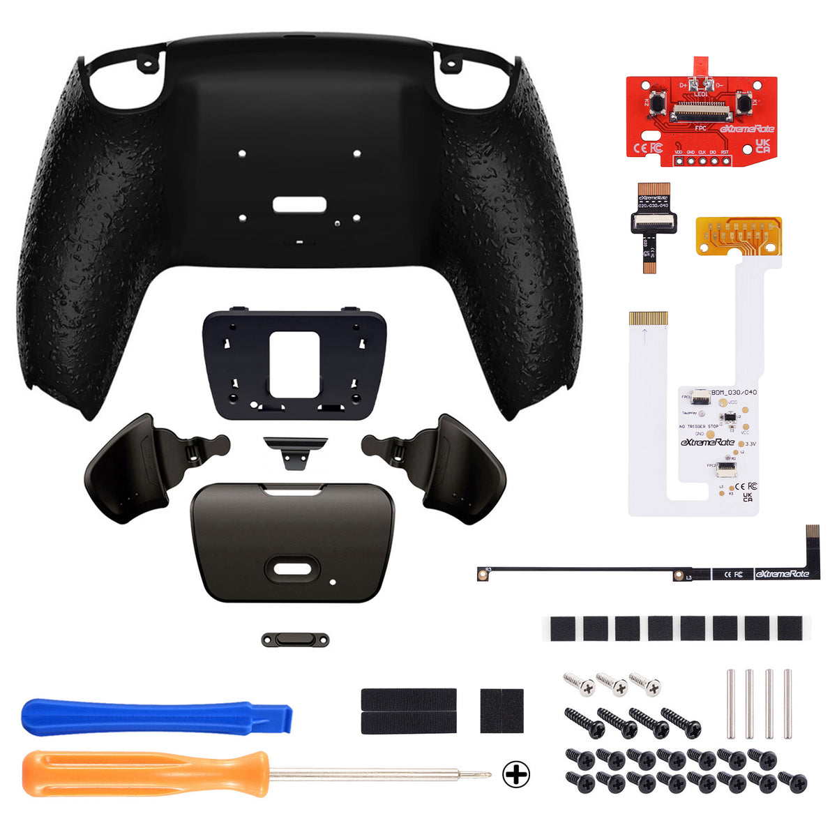 eXtremeRate Black Real Metal Buttons (RMB) Version RISE V3 Remap Kit for PS5 Controller BDM-030/040/050 - Textured Black