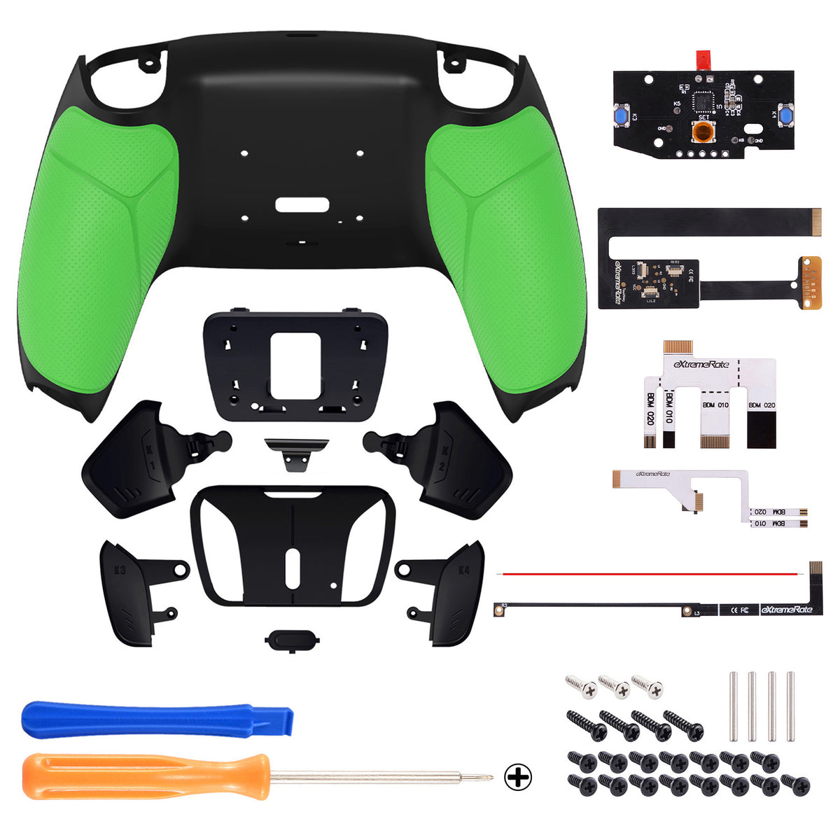 eXtremeRate Remappable RISE 4.0 Remap Kit for PS5 Controller BDM-010/020 - Rubberized Green eXtremeRate