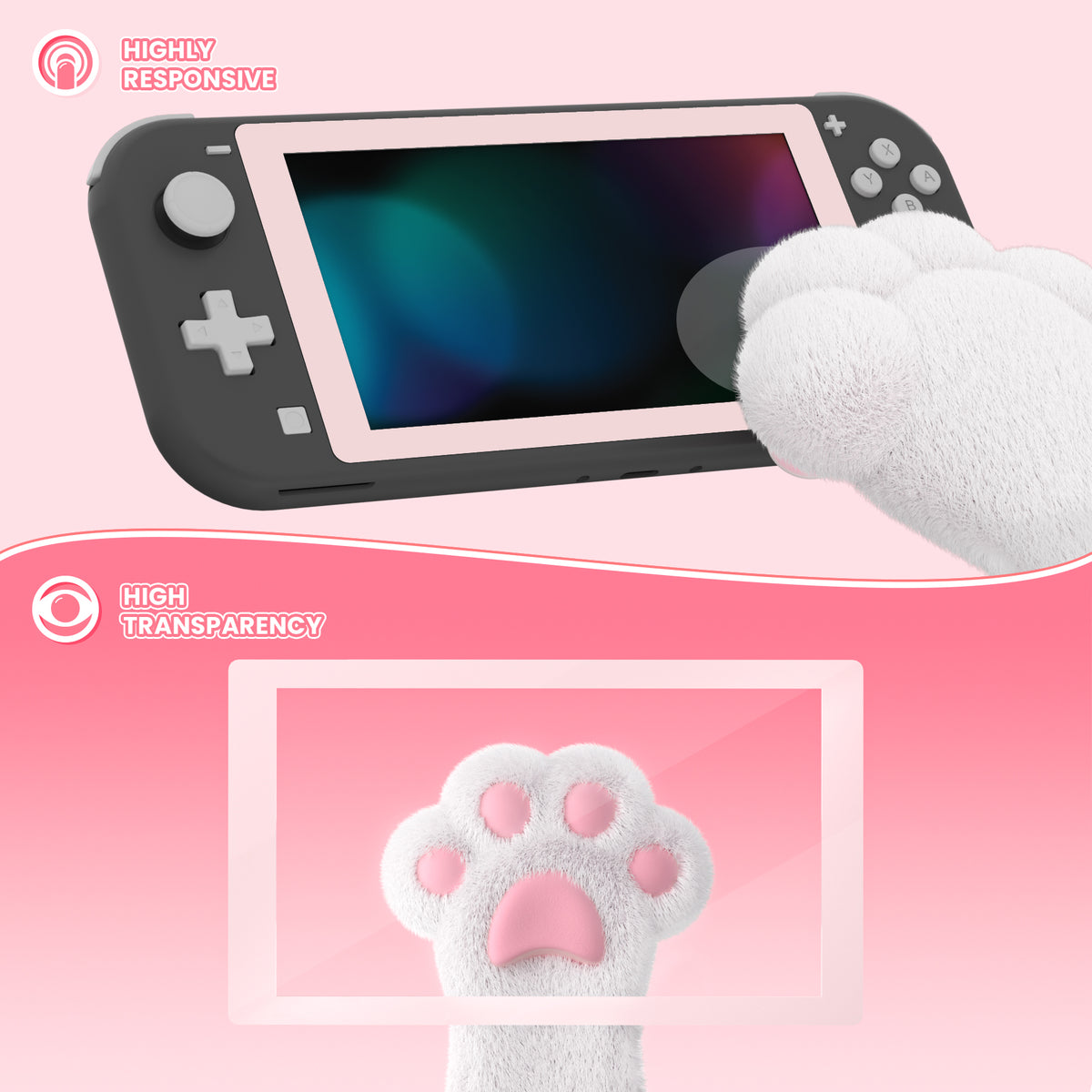 eXtremeRate 2 Pack Anti-Scratch Transparent HD Tempered Glass Screen Protector for Nintendo Switch Lite - Cherry Blossoms Pink Border