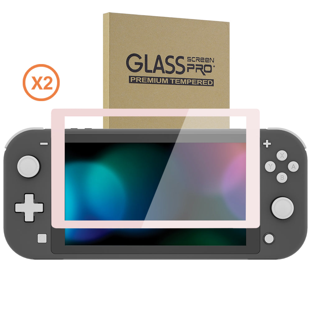 eXtremeRate 2 Pack Anti-Scratch Transparent HD Tempered Glass Screen Protector for Nintendo Switch Lite - Cherry Blossoms Pink Border