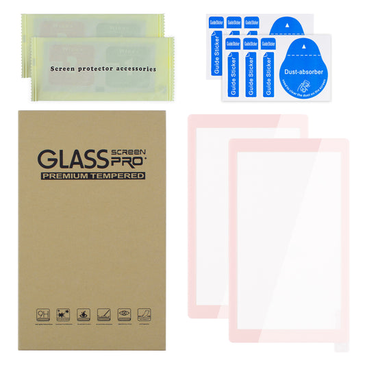 eXtremeRate 2 Pack Anti-Scratch Transparent HD Tempered Glass Screen Protector for Nintendo Switch Lite - Peach Blossoms Pink Border