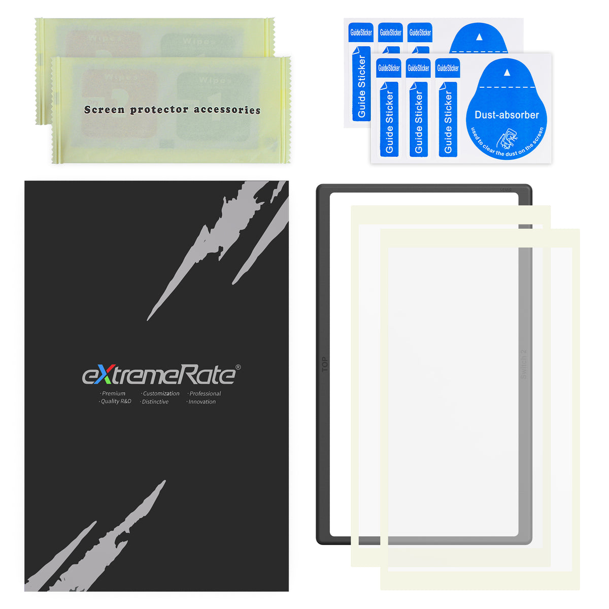 eXtremeRate 2 Pack Tempered Glass Screen Protector for Nintendo Switch 2 - Antique Yellow Border