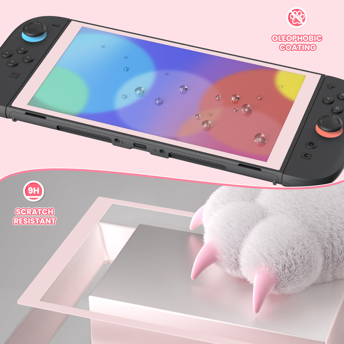 eXtremeRate 2 Pack Tempered Glass Screen Protector for Nintendo Switch 2 - Cherry Blossom Pink Border