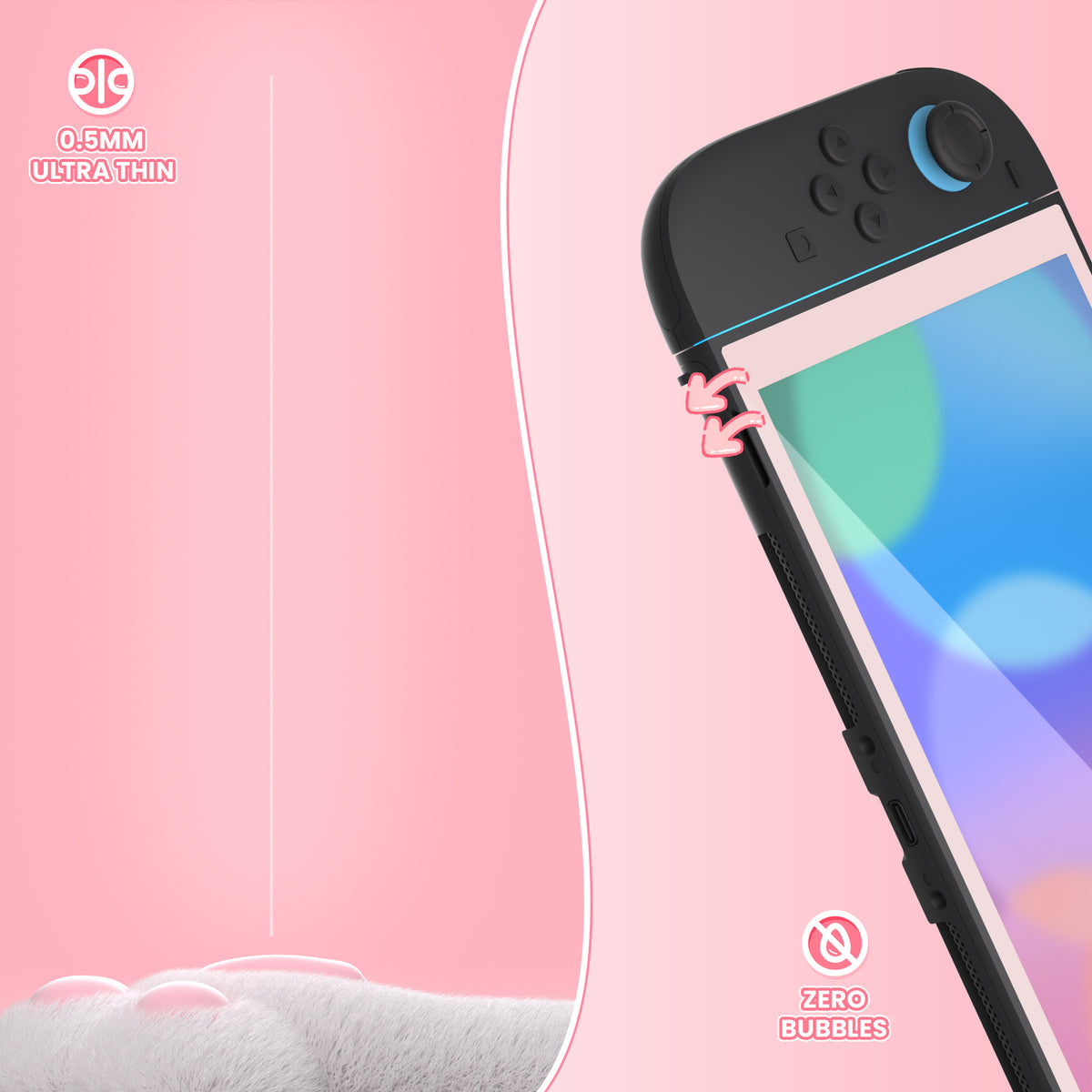 eXtremeRate 2 Pack Tempered Glass Screen Protector for Nintendo Switch 2 - Cherry Blossom Pink Border
