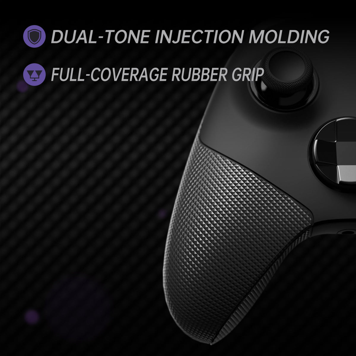 eXtremeRate ASR Version Performance Redesigned Full Set Shell Buttons with Ergonomic Trigger Stop Rubberized Grip for Xbox Series X/S Controller & Xbox Core Controller - Diamond Textured Black eXtremeRate