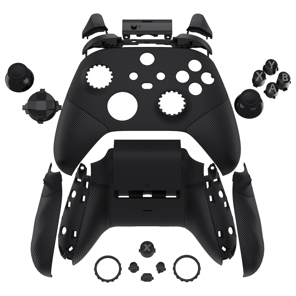 eXtremeRate ASR Version Performance Redesigned Full Set Shell Buttons with Ergonomic Trigger Stop Rubberized Grip for Xbox Series X/S Controller & Xbox Core Controller - Diamond Textured Black eXtremeRate