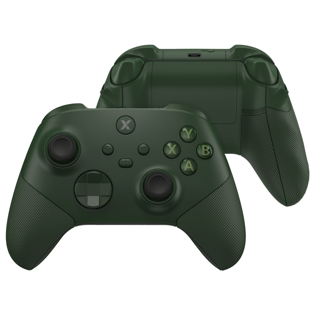 eXtremeRate ASR Version Performance Redesigned Full Set Shell Buttons with Ergonomic Trigger Stop Rubberized Grip for Xbox Series X/S Controller & Xbox Core Controller - Diamond Textured Deep Pine Green