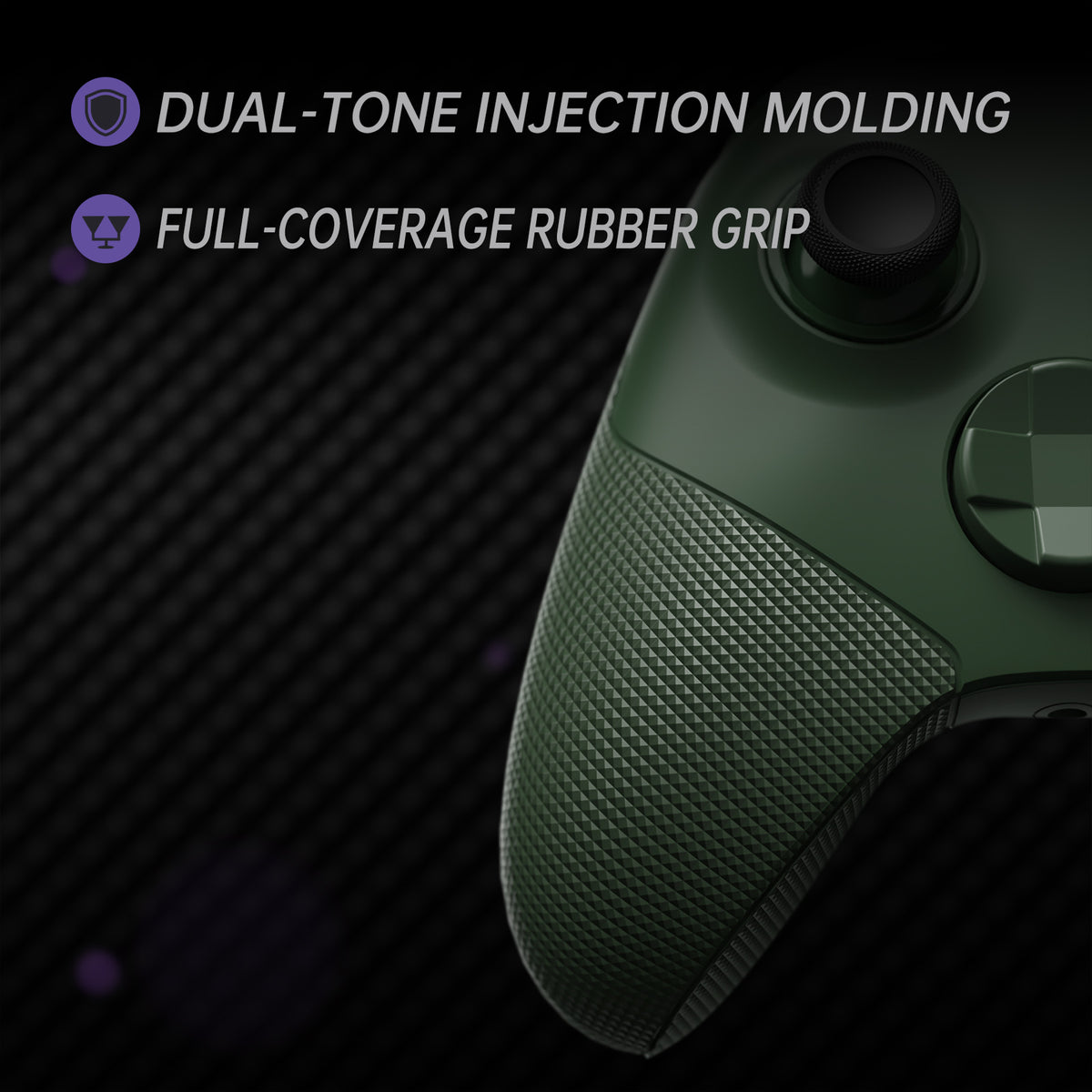eXtremeRate ASR Version Performance Redesigned Full Set Shell Buttons with Ergonomic Trigger Stop Rubberized Grip for Xbox Series X/S Controller & Xbox Core Controller - Diamond Textured Deep Pine Green