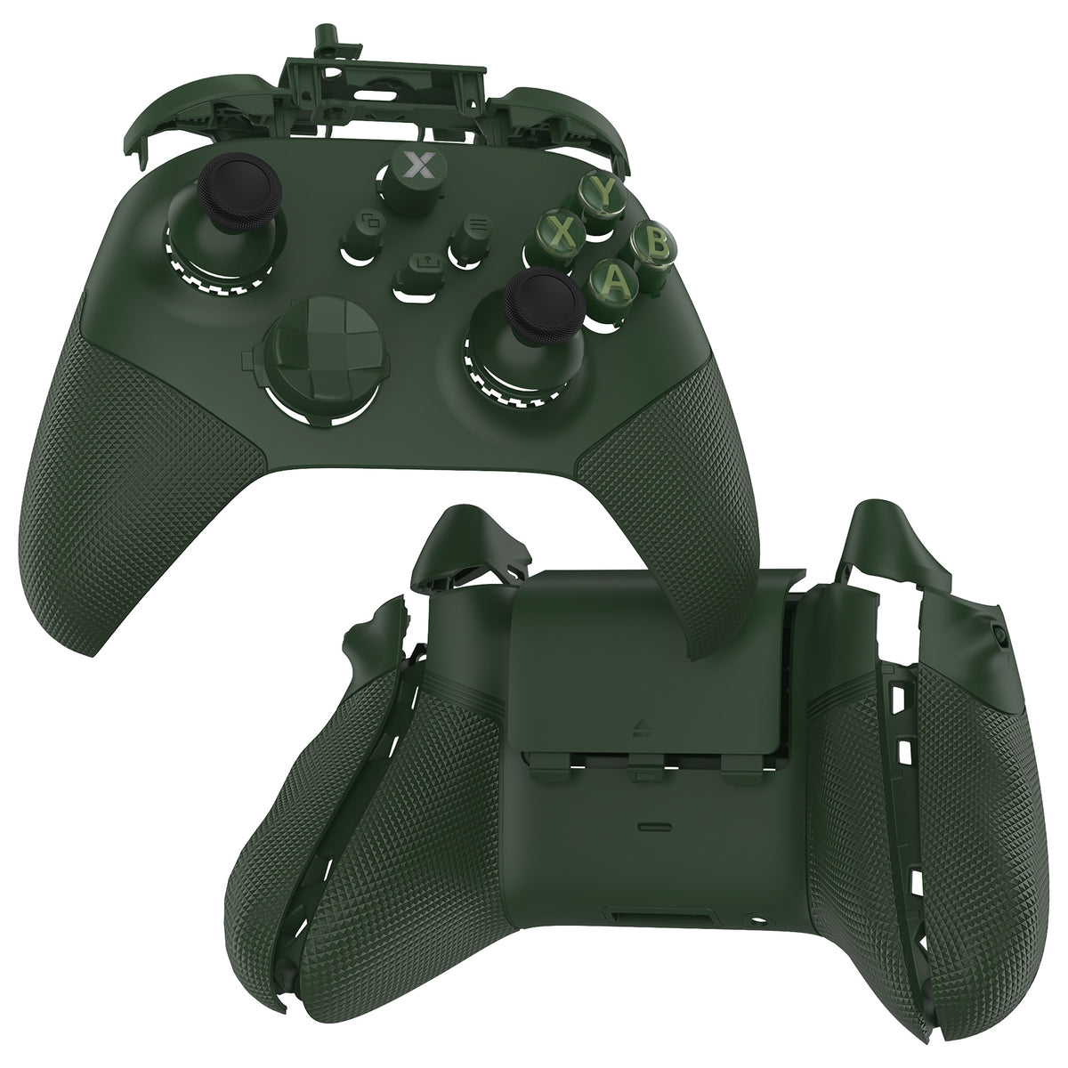 eXtremeRate ASR Version Performance Redesigned Full Set Shell Buttons with Ergonomic Trigger Stop Rubberized Grip for Xbox Series X/S Controller & Xbox Core Controller - Diamond Textured Deep Pine Green