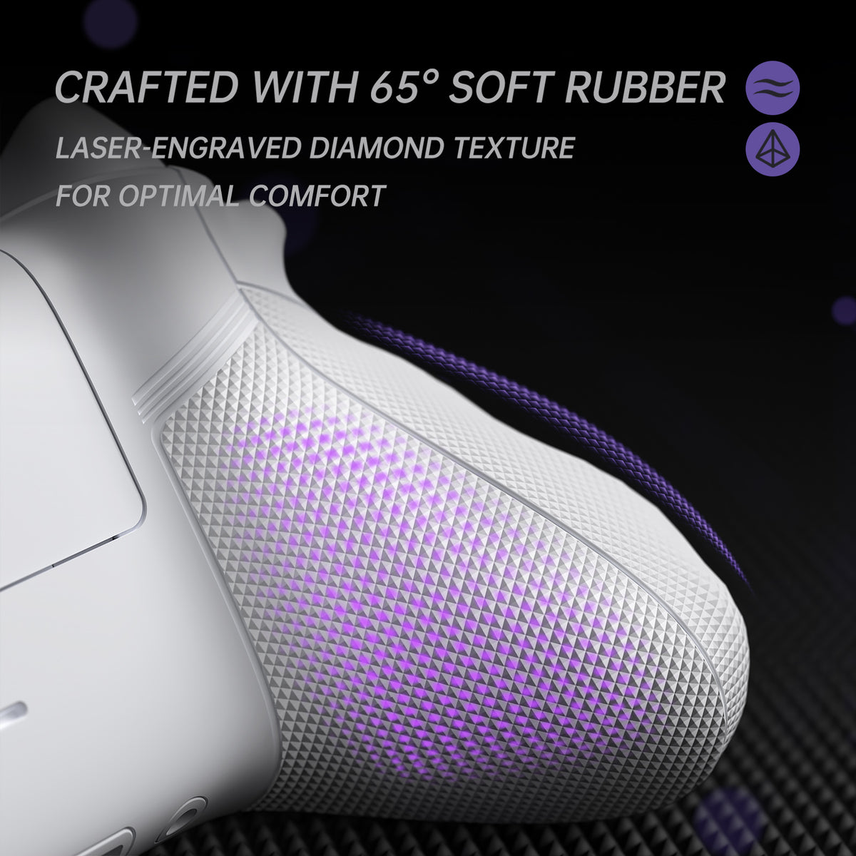 eXtremeRate ASR Version Performance Redesigned Full Set Shell Buttons with Ergonomic Trigger Stop Rubberized Grip for Xbox Series X/S Controller & Xbox Core Controller - Diamond Textured Frosted White