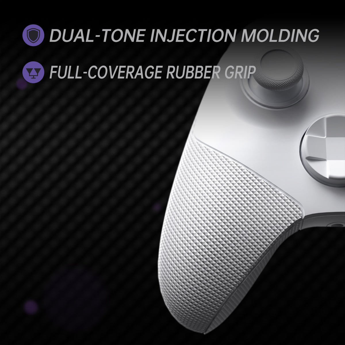 eXtremeRate ASR Version Performance Redesigned Full Set Shell Buttons with Ergonomic Trigger Stop Rubberized Grip for Xbox Series X/S Controller & Xbox Core Controller - Diamond Textured Frosted White