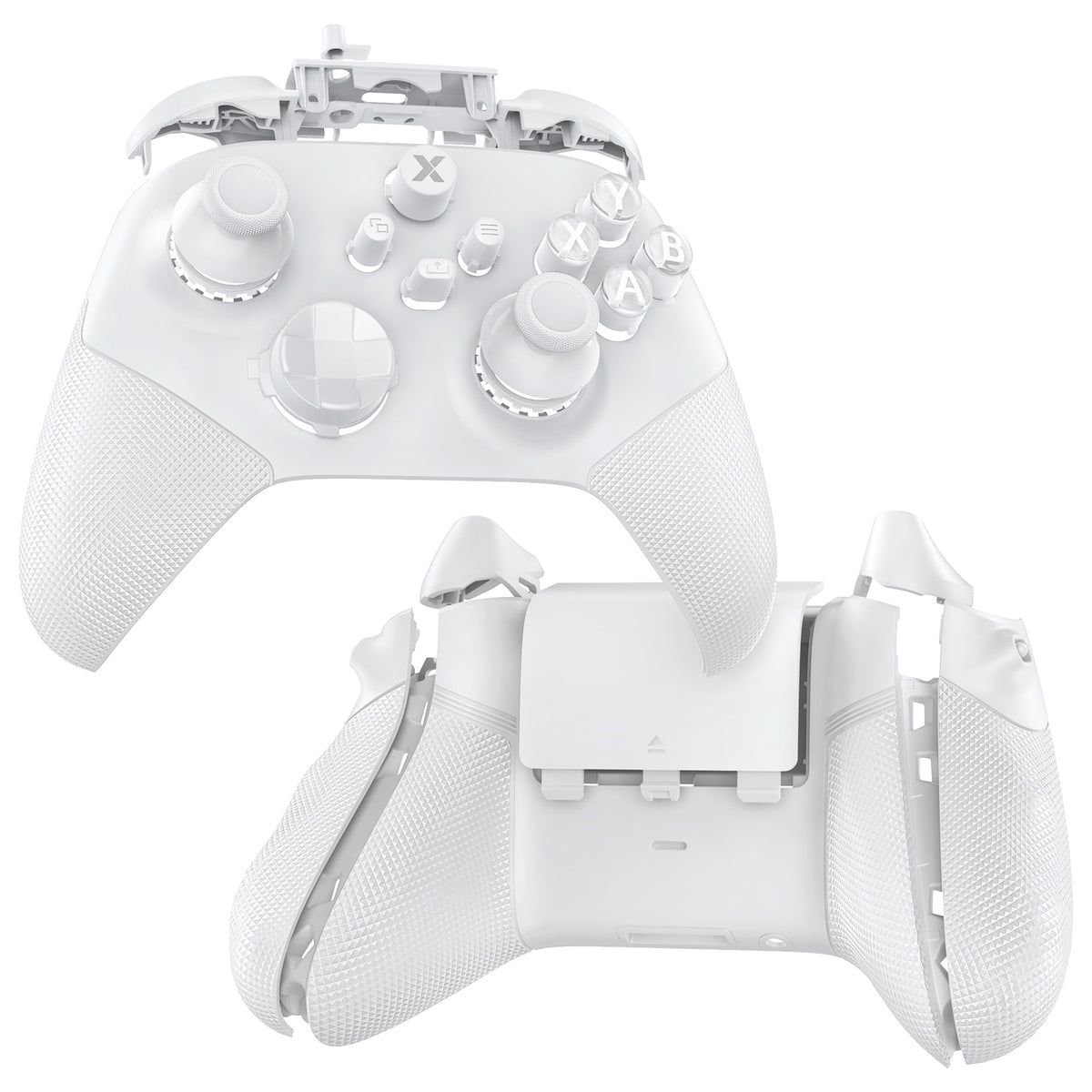eXtremeRate ASR Version Performance Redesigned Full Set Shell Buttons with Ergonomic Trigger Stop Rubberized Grip for Xbox Series X/S Controller & Xbox Core Controller - Diamond Textured Frosted White