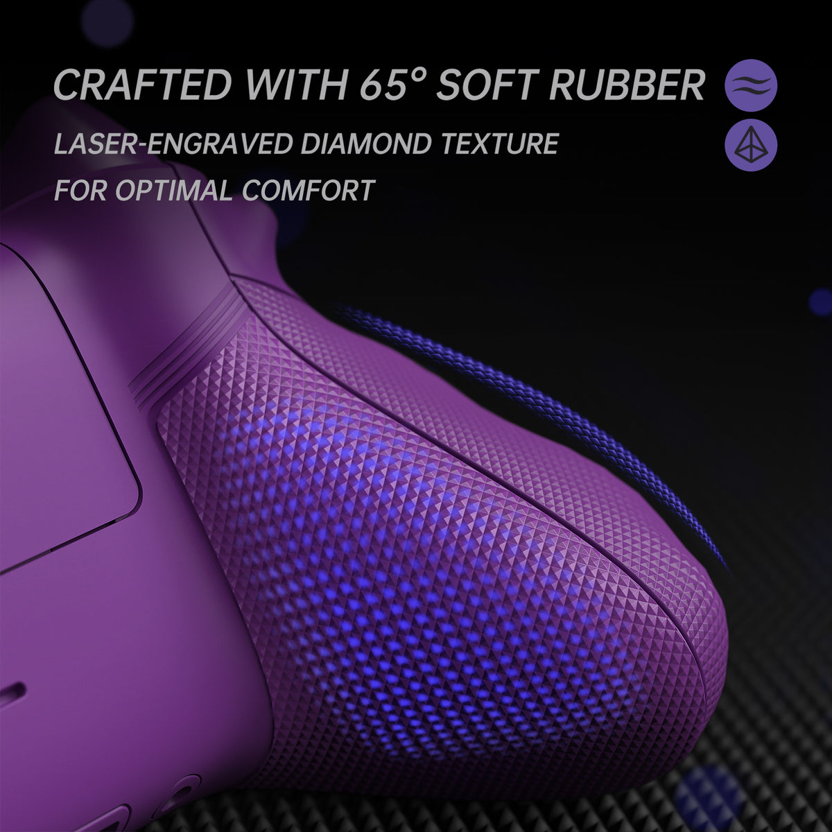 eXtremeRate ASR Version Performance Redesigned Full Set Shell Buttons with Ergonomic Trigger Stop Rubberized Grip for Xbox Series X/S Controller & Xbox Core Controller - Diamond Textured Mist Purple