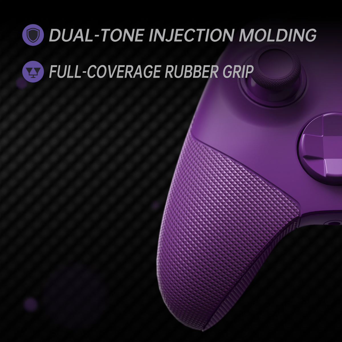 eXtremeRate ASR Version Performance Redesigned Full Set Shell Buttons with Ergonomic Trigger Stop Rubberized Grip for Xbox Series X/S Controller & Xbox Core Controller - Diamond Textured Mist Purple