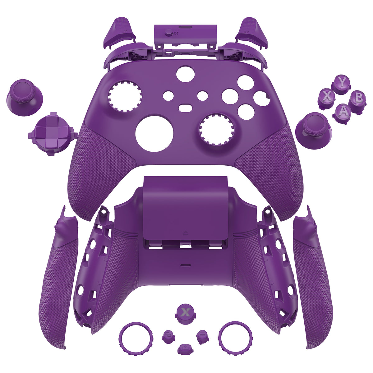 eXtremeRate ASR Version Performance Redesigned Full Set Shell Buttons with Ergonomic Trigger Stop Rubberized Grip for Xbox Series X/S Controller & Xbox Core Controller - Diamond Textured Mist Purple