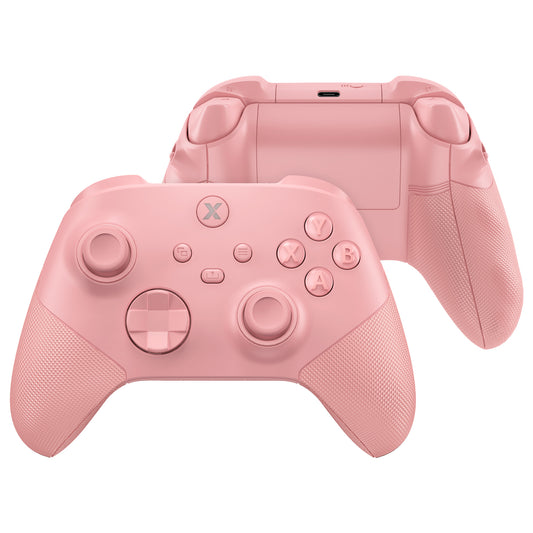 eXtremeRate ASR Version Performance Redesigned Full Set Shell Buttons with Ergonomic Trigger Stop Rubberized Grip for Xbox Series X/S Controller & Xbox Core Controller - Diamond Textured Pale Red
