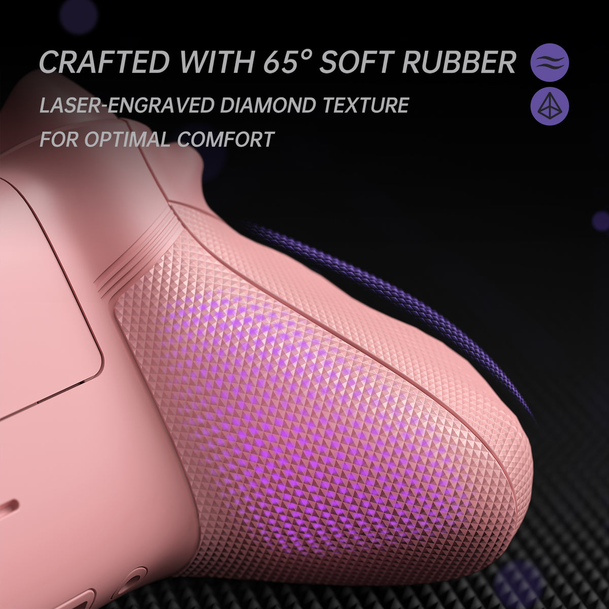 eXtremeRate ASR Version Performance Redesigned Full Set Shell Buttons with Ergonomic Trigger Stop Rubberized Grip for Xbox Series X/S Controller & Xbox Core Controller - Diamond Textured Pale Red