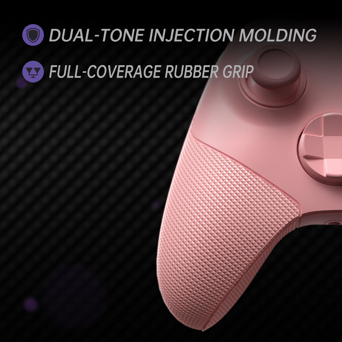 eXtremeRate ASR Version Performance Redesigned Full Set Shell Buttons with Ergonomic Trigger Stop Rubberized Grip for Xbox Series X/S Controller & Xbox Core Controller - Diamond Textured Pale Red