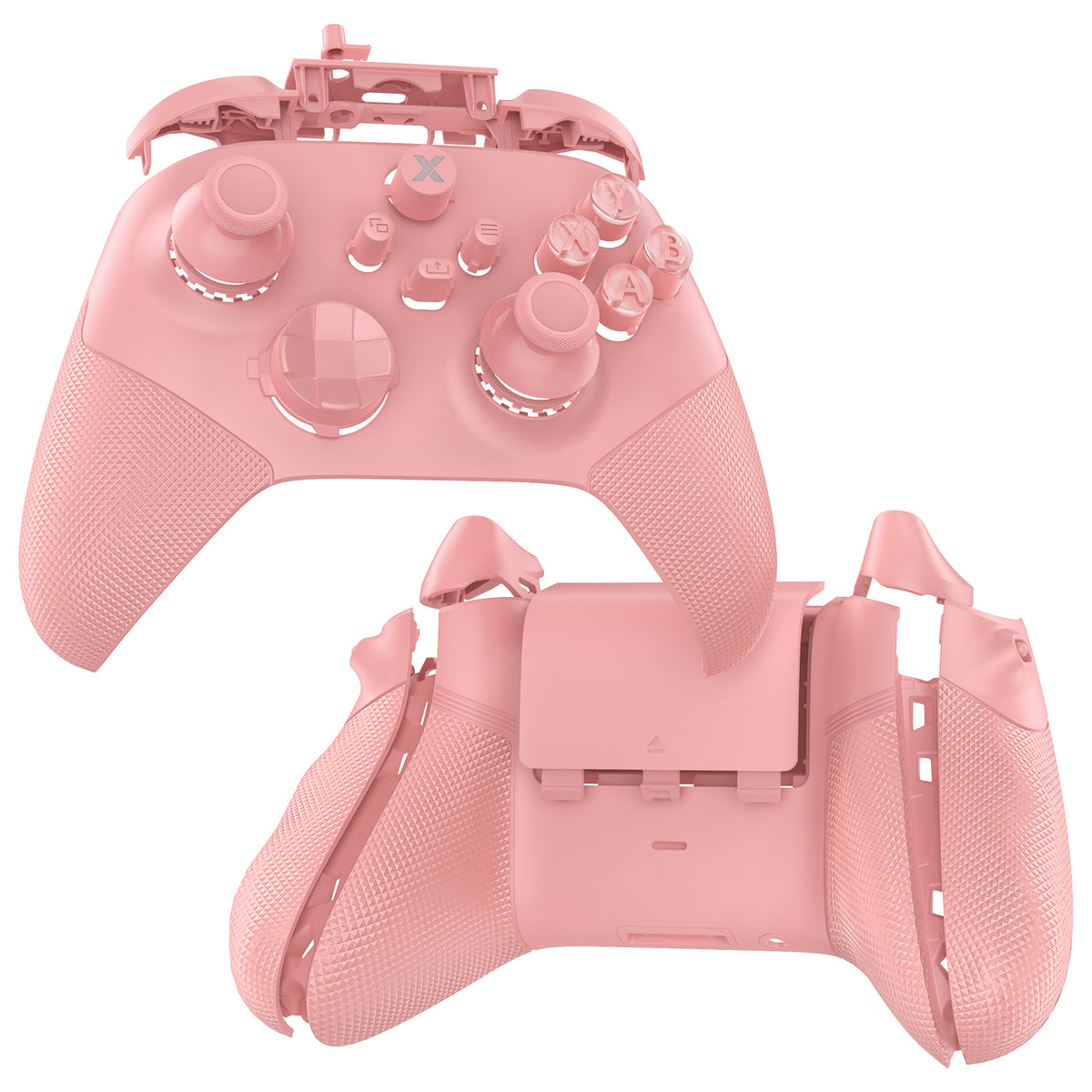 eXtremeRate ASR Version Performance Redesigned Full Set Shell Buttons with Ergonomic Trigger Stop Rubberized Grip for Xbox Series X/S Controller & Xbox Core Controller - Diamond Textured Pale Red
