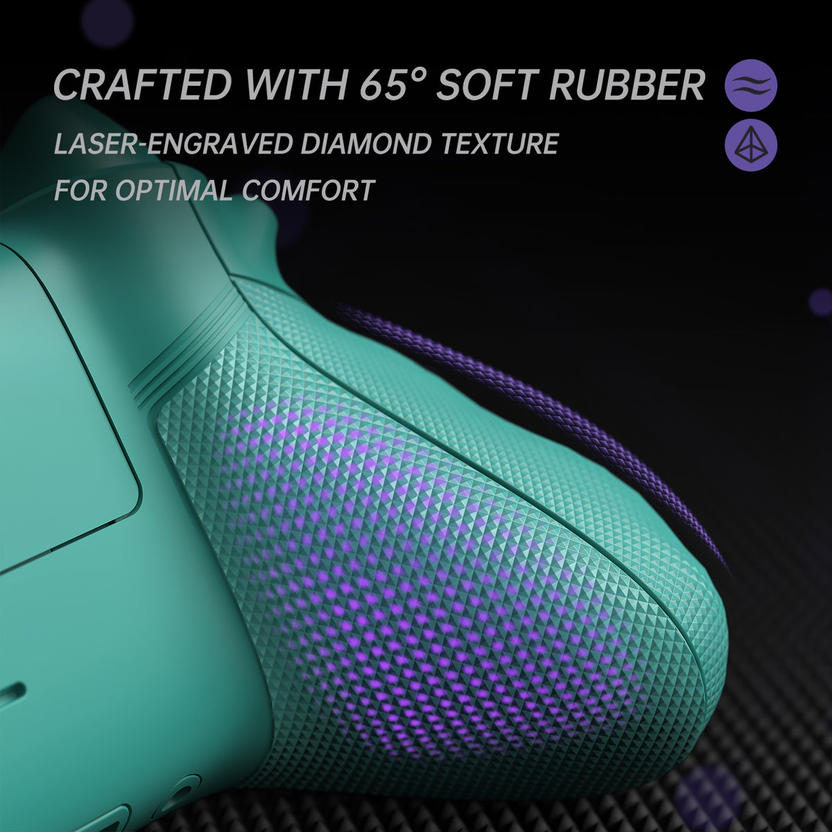eXtremeRate ASR Version Performance Redesigned Full Set Shell Buttons with Ergonomic Trigger Stop Rubberized Grip for Xbox Series X/S Controller & Xbox Core Controller - Diamond Textured Teal Green
