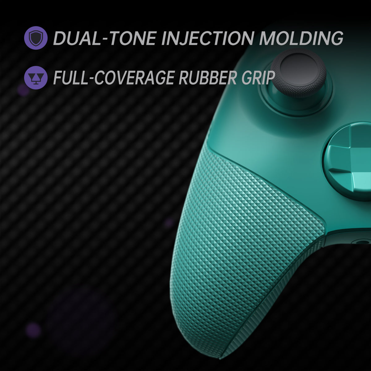 eXtremeRate ASR Version Performance Redesigned Full Set Shell Buttons with Ergonomic Trigger Stop Rubberized Grip for Xbox Series X/S Controller & Xbox Core Controller - Diamond Textured Teal Green