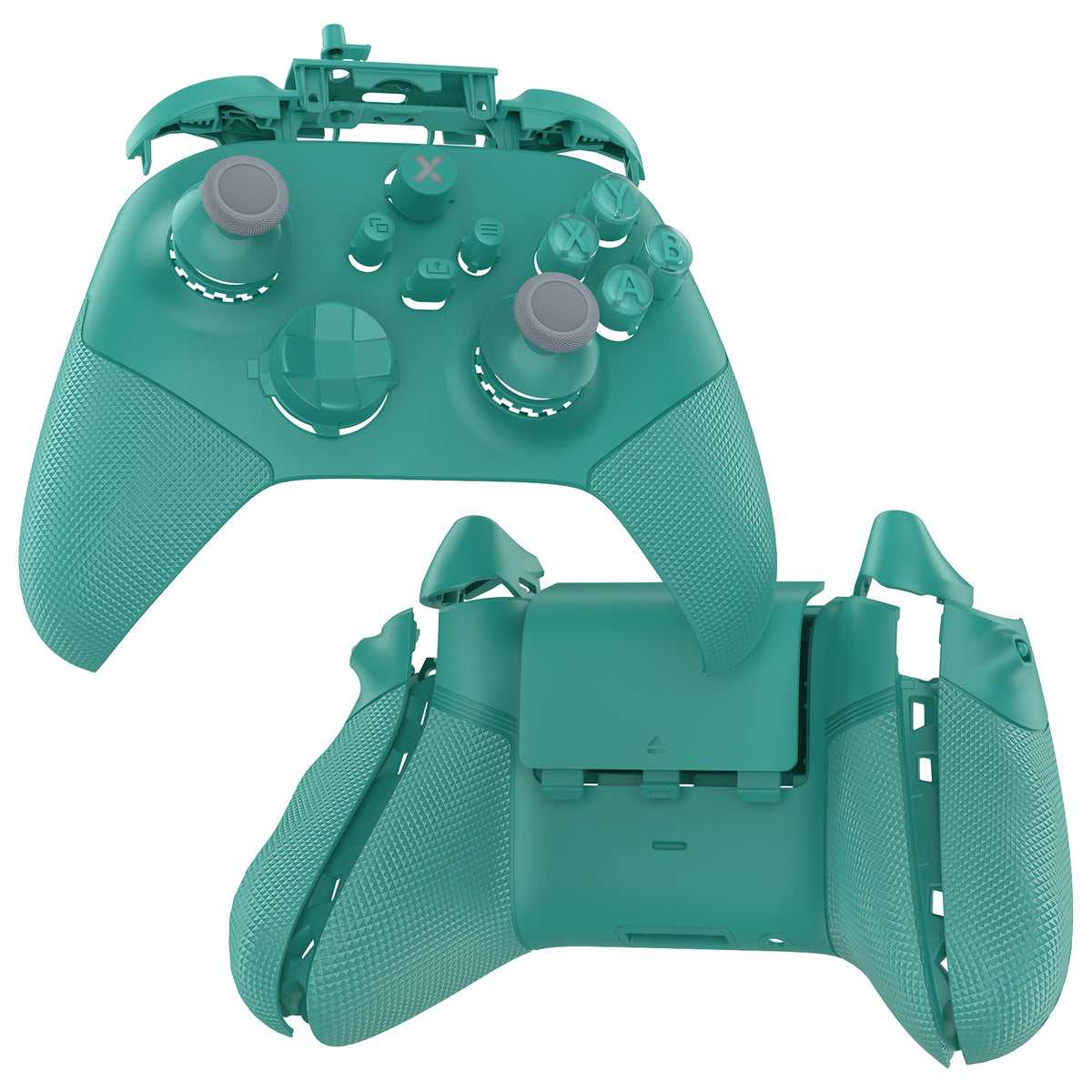 eXtremeRate ASR Version Performance Redesigned Full Set Shell Buttons with Ergonomic Trigger Stop Rubberized Grip for Xbox Series X/S Controller & Xbox Core Controller - Diamond Textured Teal Green
